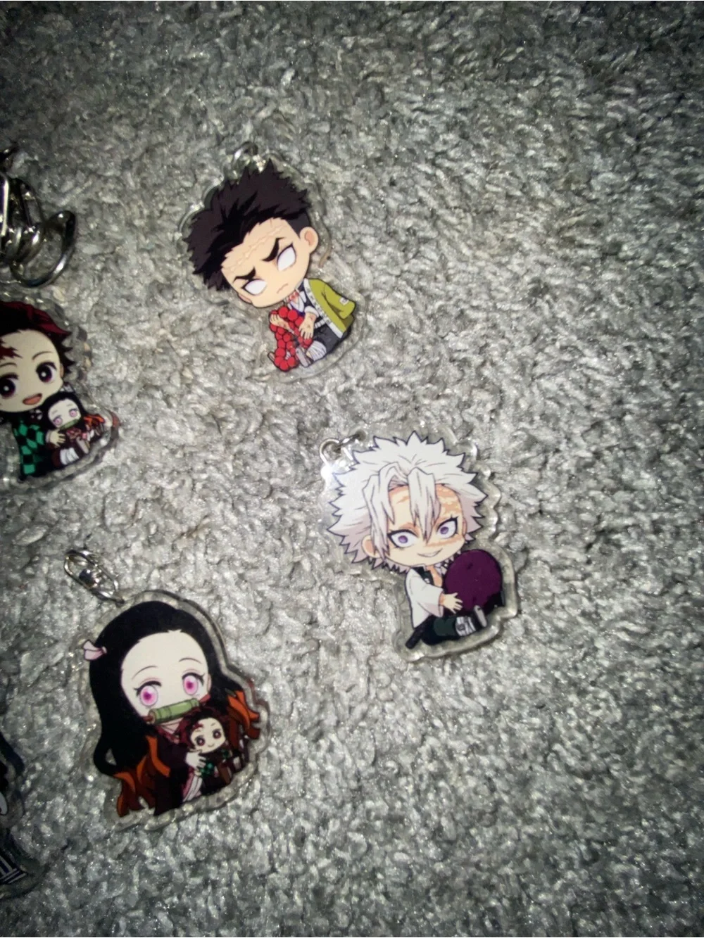 Anime Character Keychain Set - Pink, Black, Yellow & Multicolor Charms